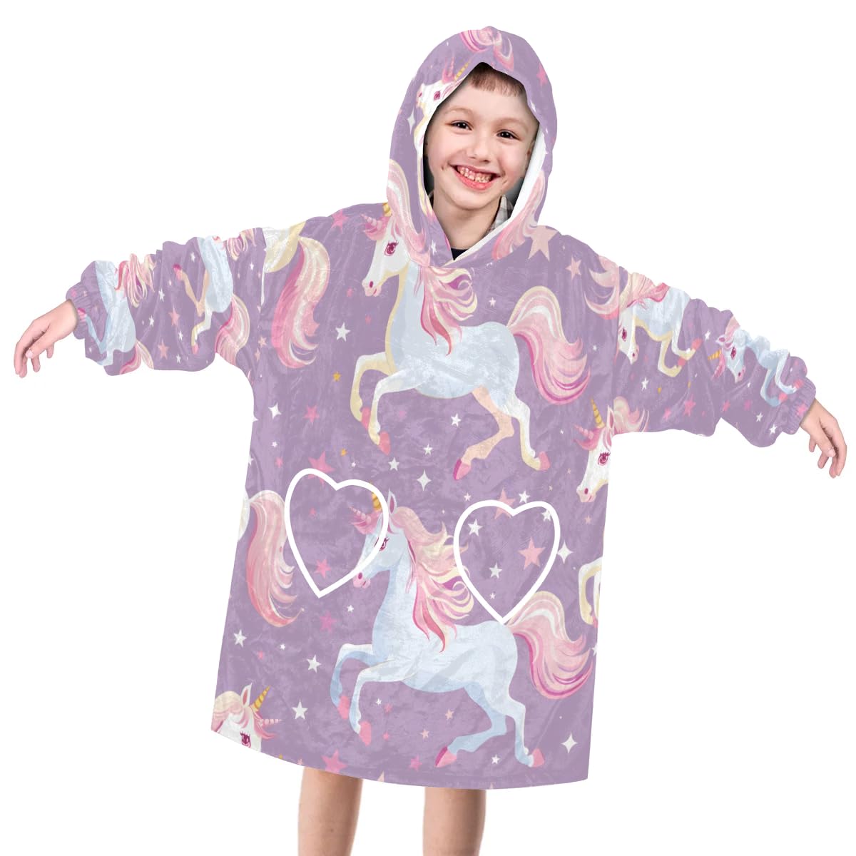 Pardick Wearable Blanket Hoodie for Kids, Sunlit Horse Fleece Sweatshirt Blanket Oversized Blanket Sweatshirt with Pocket Flannel Warm Hooded Blanket 6-10 Year Old Girl Boy Gift, One Size