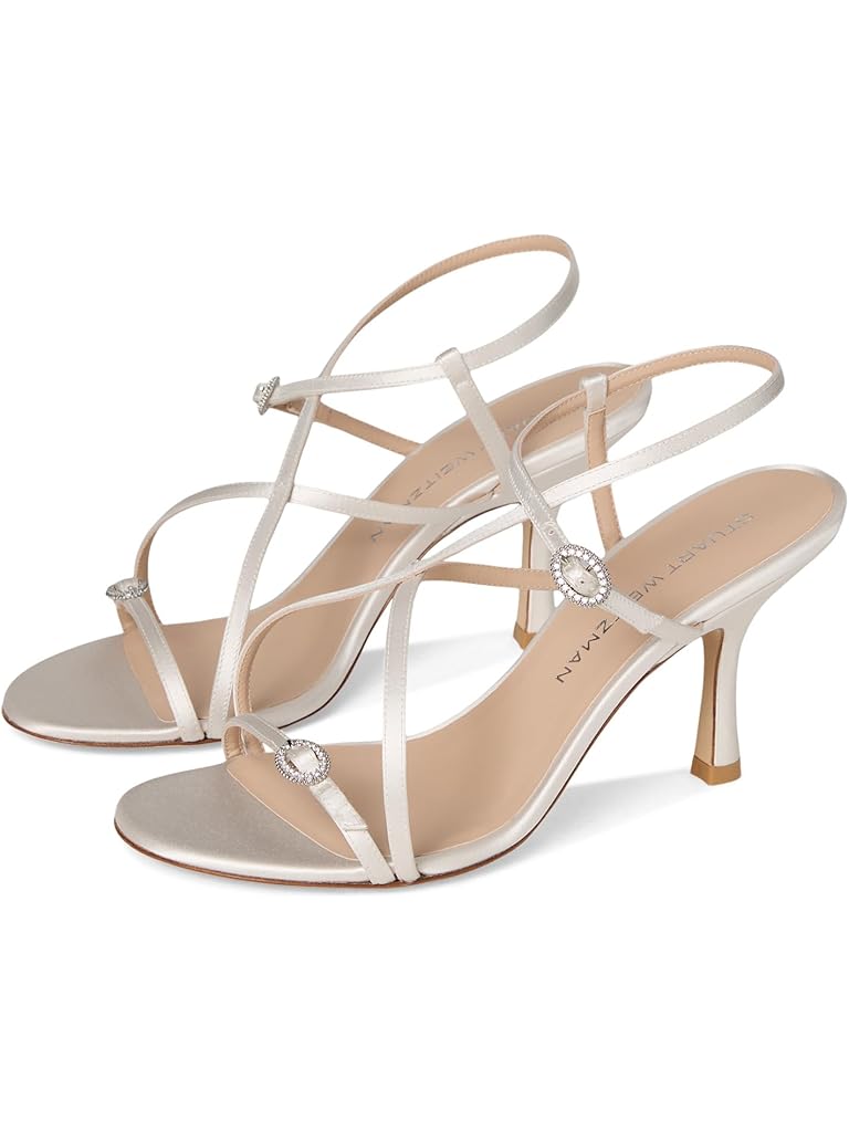 White Stuart Weitzman Kensington Strappy Sandals 85