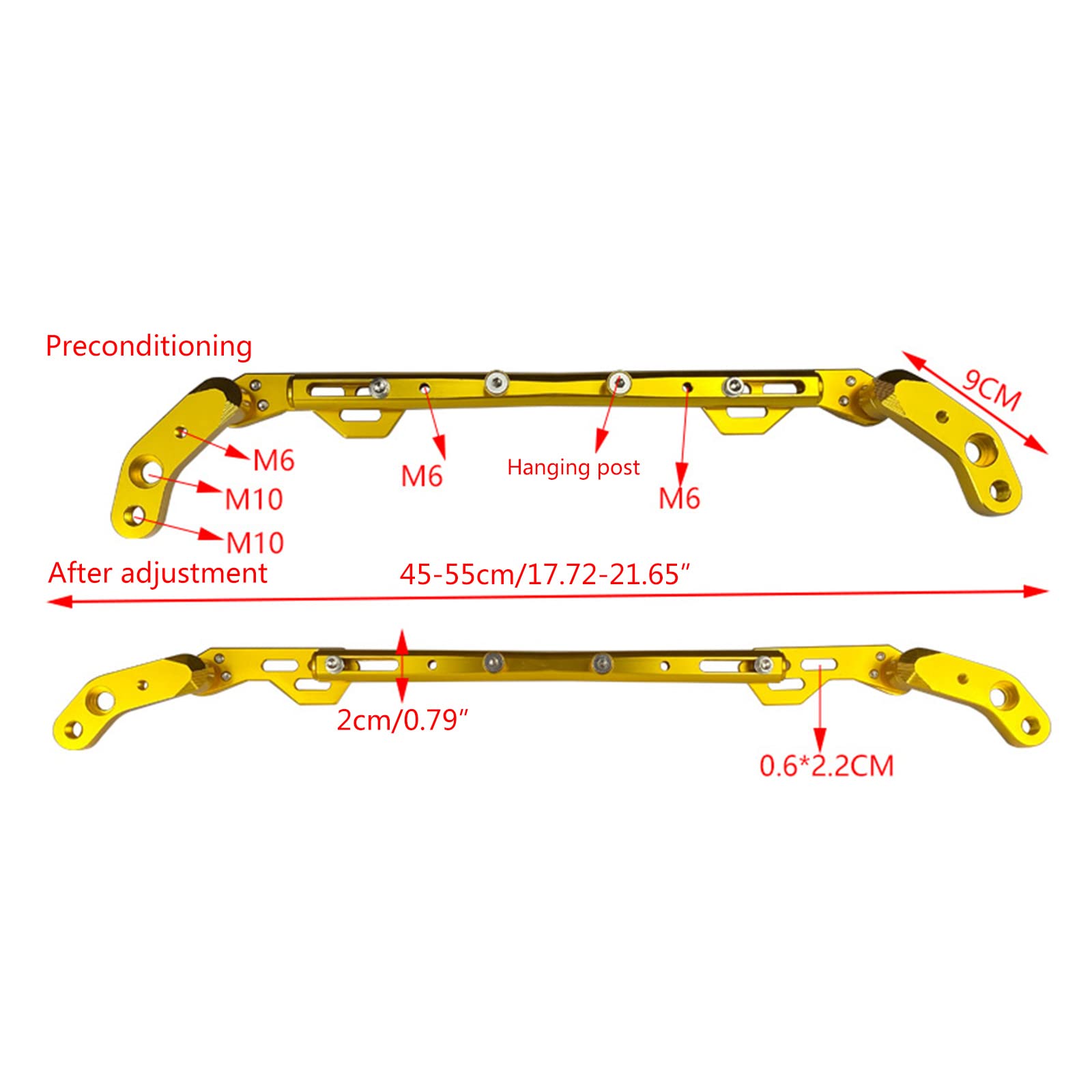 Guidon de moto multifonction 22 mm Rouge