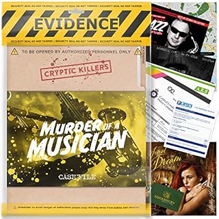 Unsolved murder mystery game - Cold Case Files Investigation - Detective clues / evidence - Solve the crime - Individuals, date nights & party groups - "Murder of a Musician" by CRYPTIC KILLERS