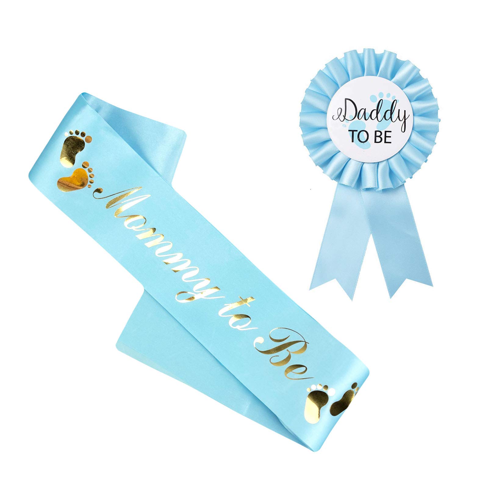 Buwei Mommy to Be Sash Daddy to Be Badge Kit Baby Shower Decoration Gender Reveals
