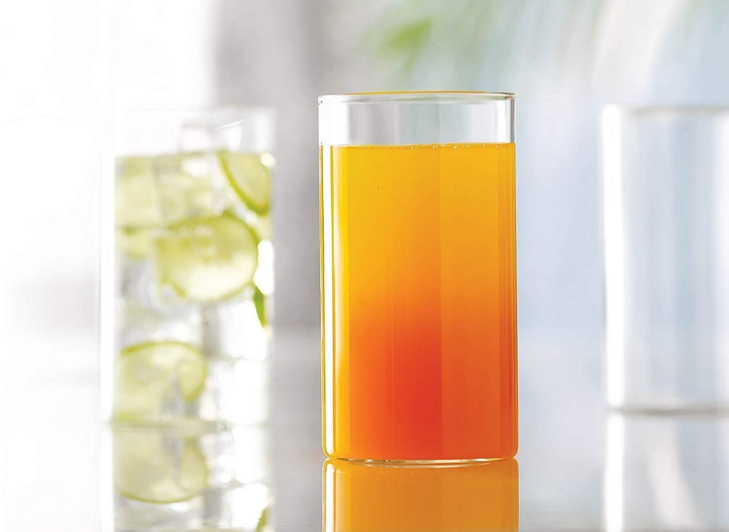 LEAWALL� Multi Purpose Unbreakable Drinking Glass Set of 6 Pieces, Plastic,300 ml Capacity Each, Clear Glass, Water and Juice Glass Set (Flat Glass 300 ML Unbreakable)