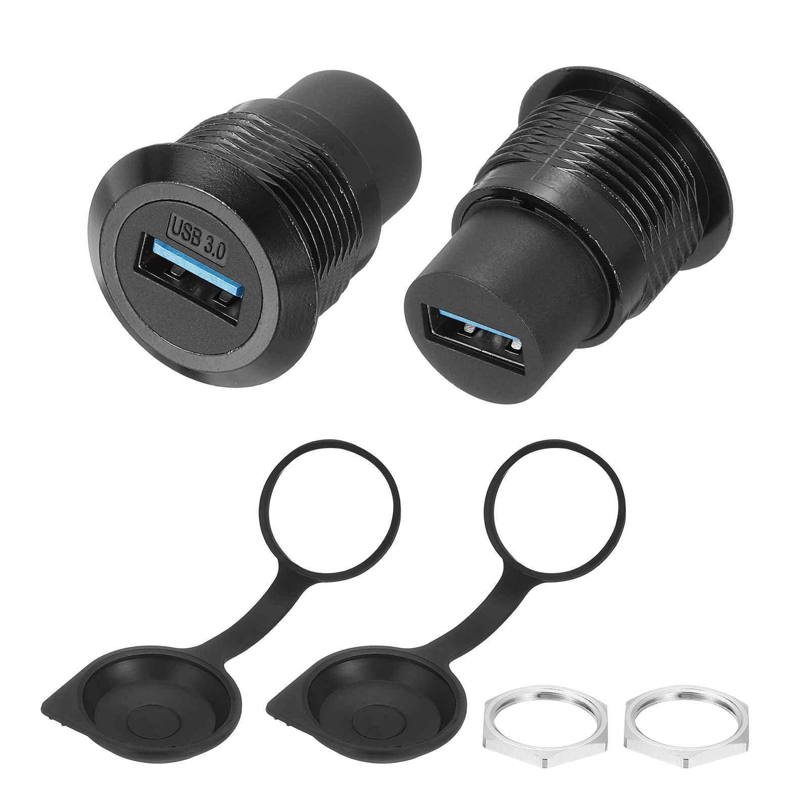 MECCANIXITY 1Pcs USB 3.0 Panel Mount Coupler, USB Pass Through Connector, 5.0Gbps Black Bulkhead Extension for Home/Office/Industrial