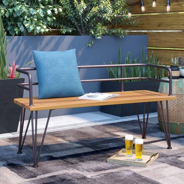 Wood Outdoor Bench, Outdoor Wooden Garden Bench 26'' H X 48'' W X 18.25'' D