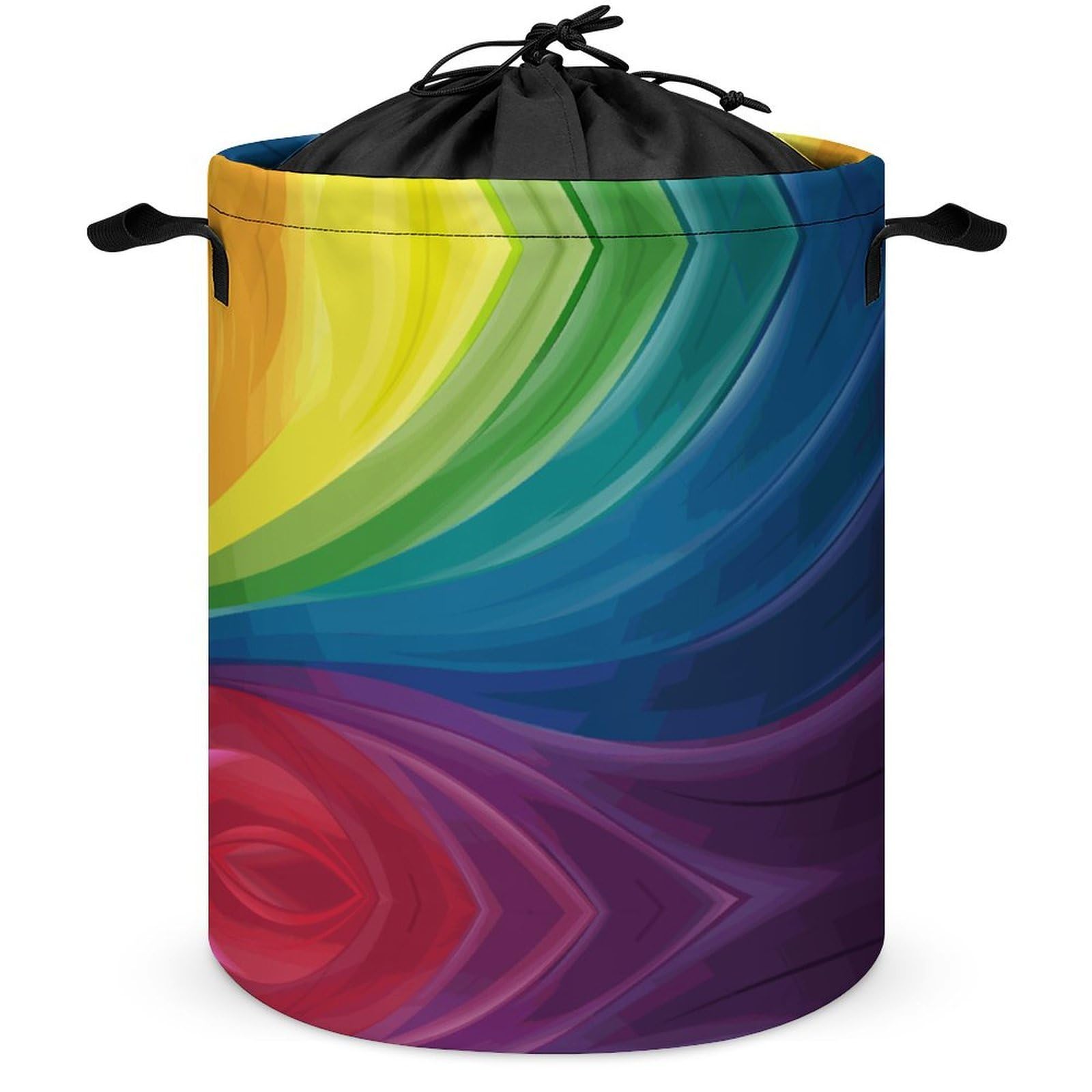 Wlntrophic Drawstring Laundry Hamper, Colourful Rainbow Laundry Basket, Washing Basket with Handle