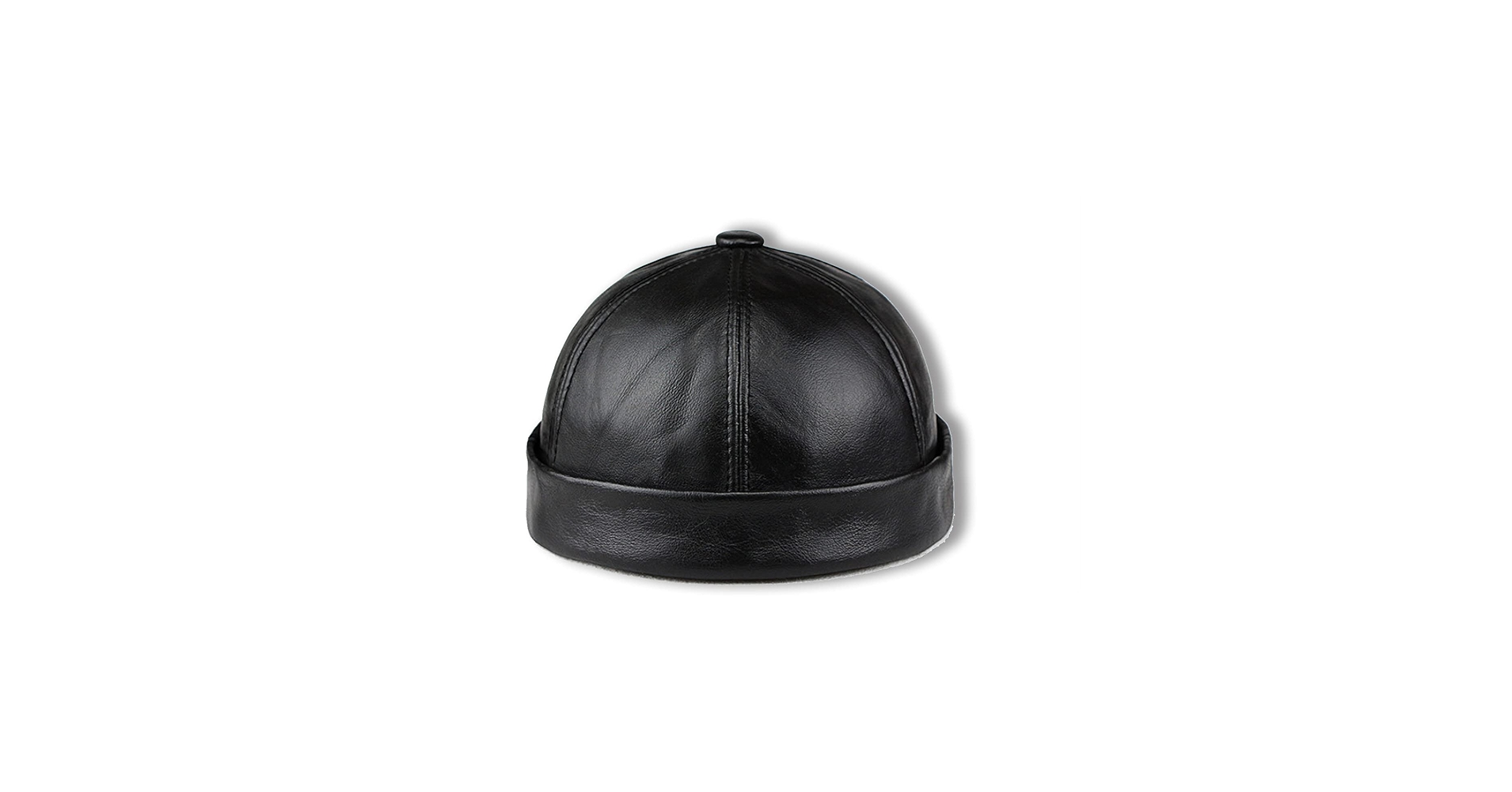 JGHJ Men Genuine Leather Skullcap, Sailor Cap Hat Beanie