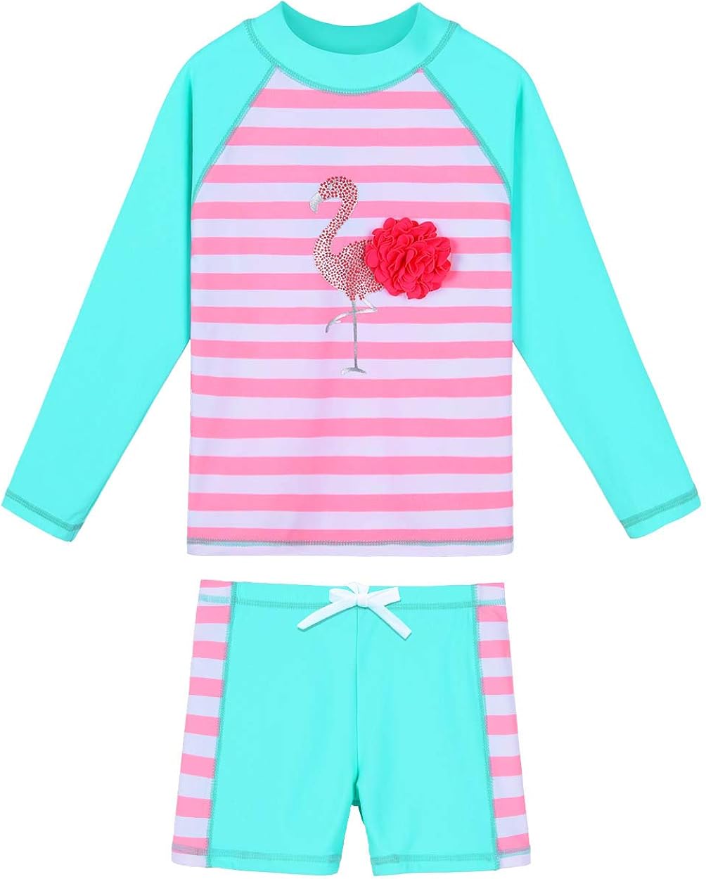 Girls Rash Guard Long Sleeve Swimsuit Two Piece UPF 50+ Sun Protective Beach Swimwear: Clothing, Shoes & Jewelry