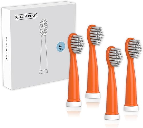 Miniatura 1 de CHAIN PEAK Kids Sonic cepillo de dientes de repuesto para 8650 (para 8650 (naranja 4 piezas)