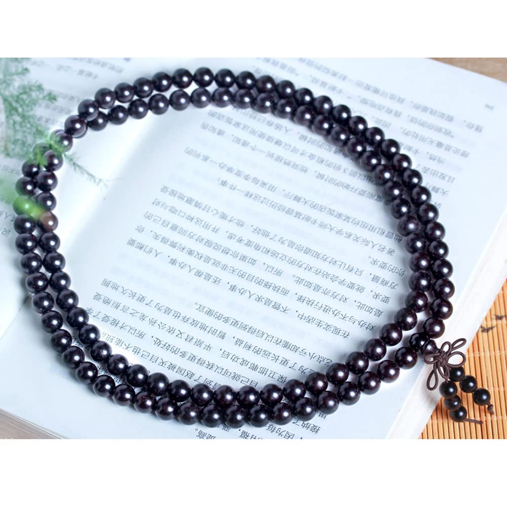 Feng Shui Schwarze Buddha-Perle aus Sandelholz, 108 buddhistische Mala-Perlen aus Ebenholz, Halskette für Gebet, 12 mm