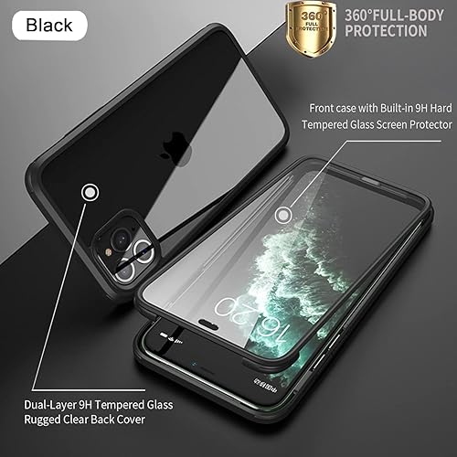 Miniatura 3 de UBUNU Funda para iPhone 13 Pro 6.1 pulgadas, nueva funda protectora de doble capa de cuerpo completo transparente con protector de pantalla