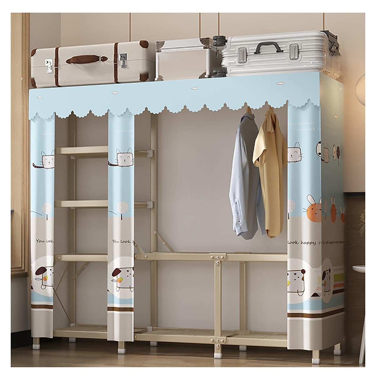 Penderie pliable pour chambre à coucher et dressing temporaire avec housse de protection