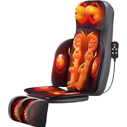 Lvrunben Shiatsu Back Massager with Heat, 3D Kneading Massage Chair Pad, Electric Massage Seat Cushion for Body, Neck,Shoulder, with Movable Multi-Function Leg and Foot Massager, for 62-69 inches
