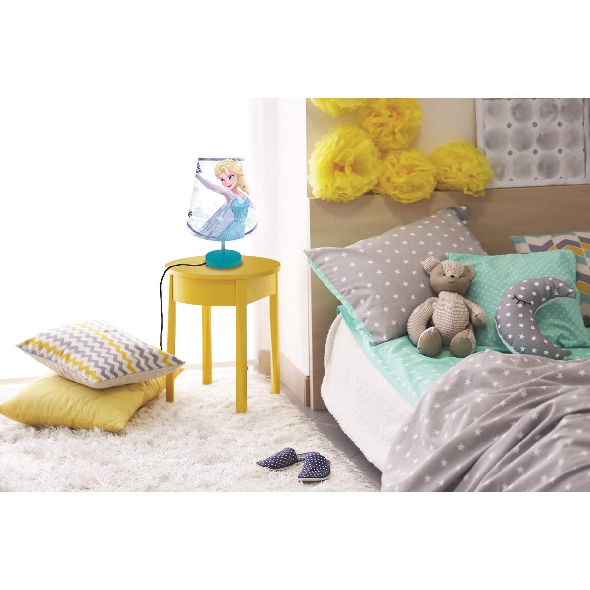 Lexibook Lampe de Chevet Frozen, Lumière Douce avec Abat-Jour Chambre Enfants, Décoration Lumineuse Couleur Ados Frozen Super-Héros - LTP010FZ