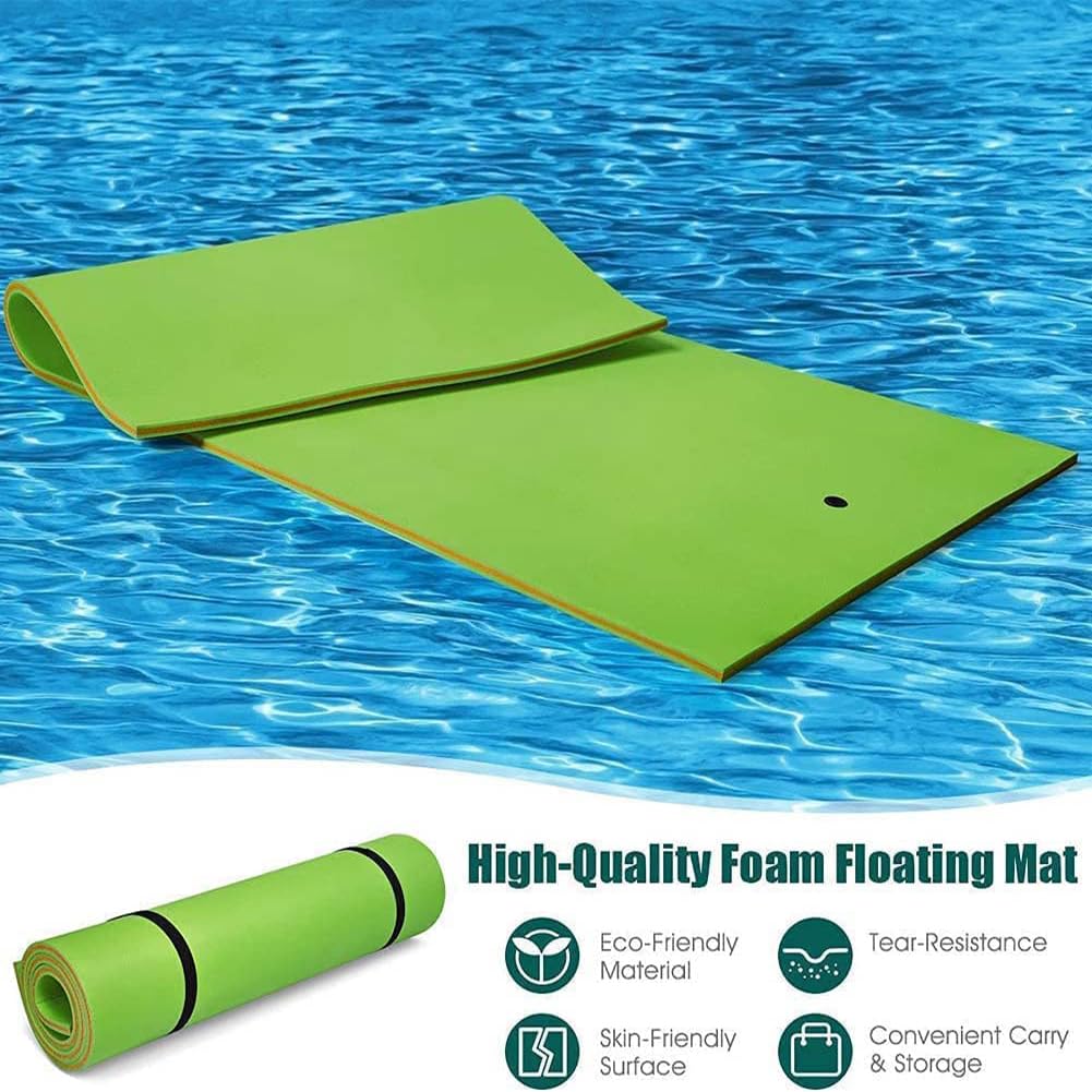 Materassino Galleggiante Tappetino Galleggiante in Schiuma XPE, Letto Galleggiante per Mare/Piscina/Lago,Verde,4m x 1.5m x 3.3cm