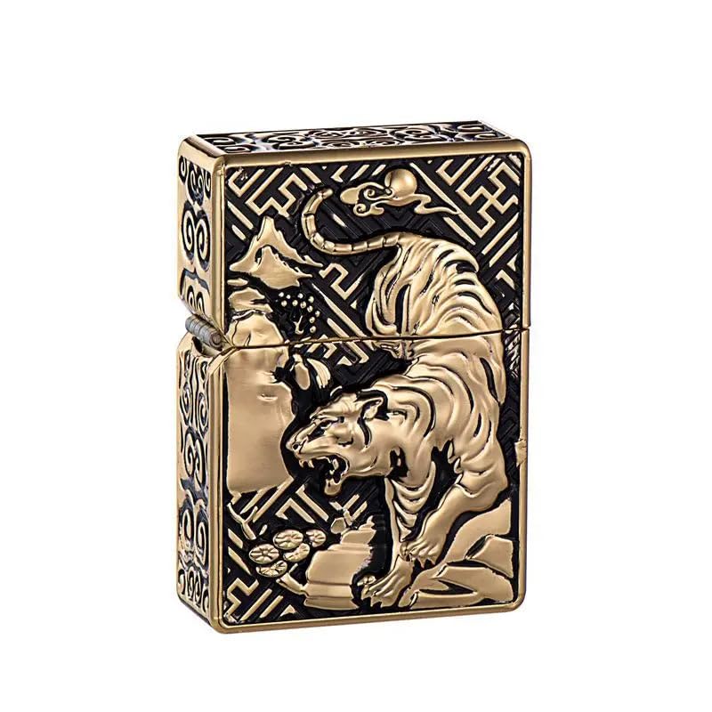 Encendedor ZORRO clásico brass diseño tigre 5 lados