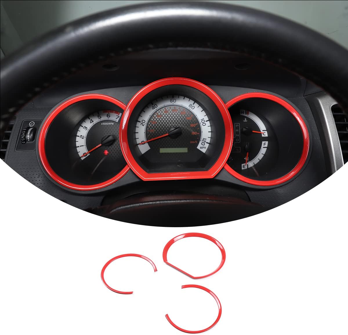 Car Stainless Steel Inner Look Central Console Dashboard Decorative Ring Cover Trim Stickers Fit For Toyota Tacoma 2011 2012 2013 2014 (red)