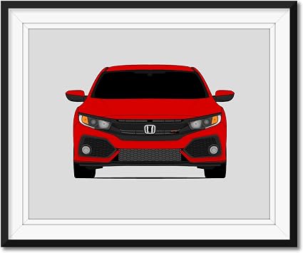Custom Car Posters Handmade Poster compatible with Honda Civic Si 2017-2019 10th Generation Print Wall Art Decor - 8x10 Satin Print Unframed