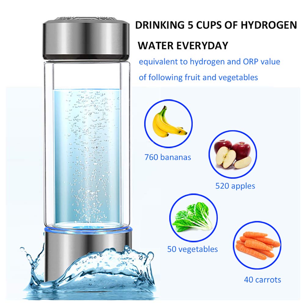 Bouteille d'eau, Gobelet à Eau enrichie hydrogène, Générateur d'hydrogène, Bouteille d'eau avec Technologie SPE PEM, Ioniseur d'eau, Décharge et Chlore
