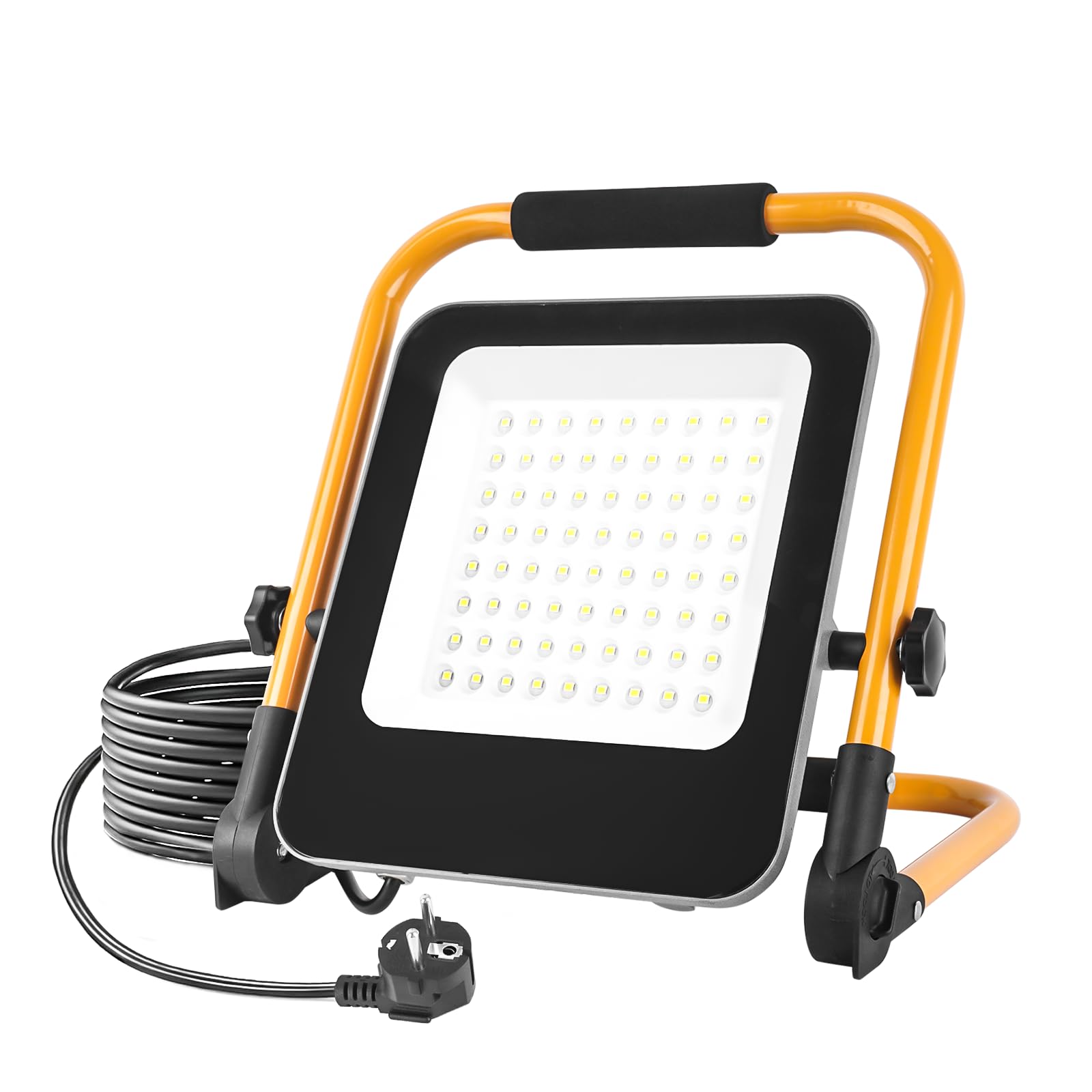 50W Foco de Trabajo LED, Luz de Trabajo superbrillante con Enchufe Europeo, Proyector Portátil para Obra de 6000K con Cable de 2m, Focos LED de construcción para taller, garaje y jardín