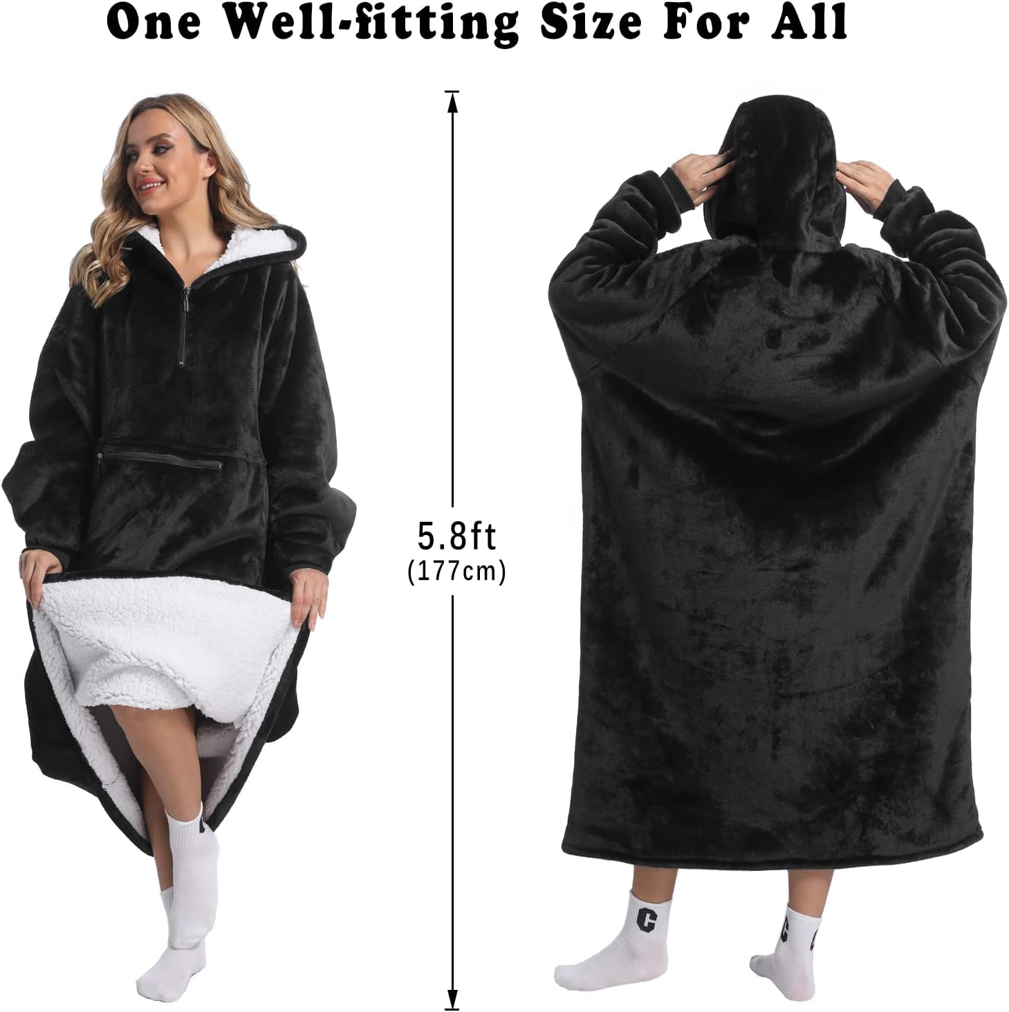 Convend Oversized Wearable Blanket Hoodie with Giant Pocket (Pet Favorites),Blanket Sweatshirt for Women and Men