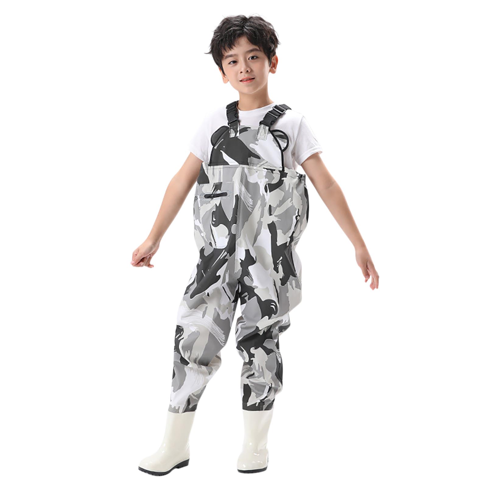 Generisch Pantalon de pluie pour enfants - Waders de pêche pour tout-petits - Imperméable - Avec bottes