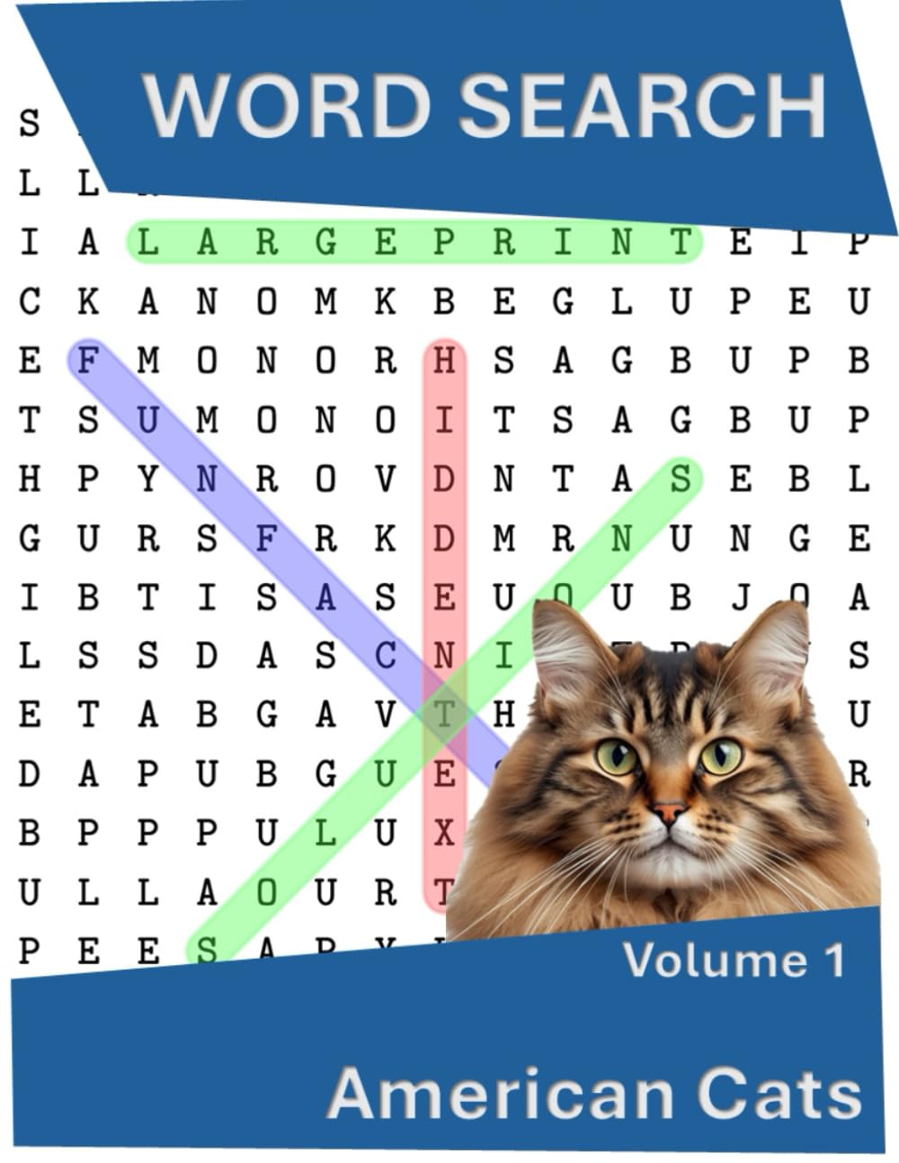 American Cats - word search: Large print word search puzzle