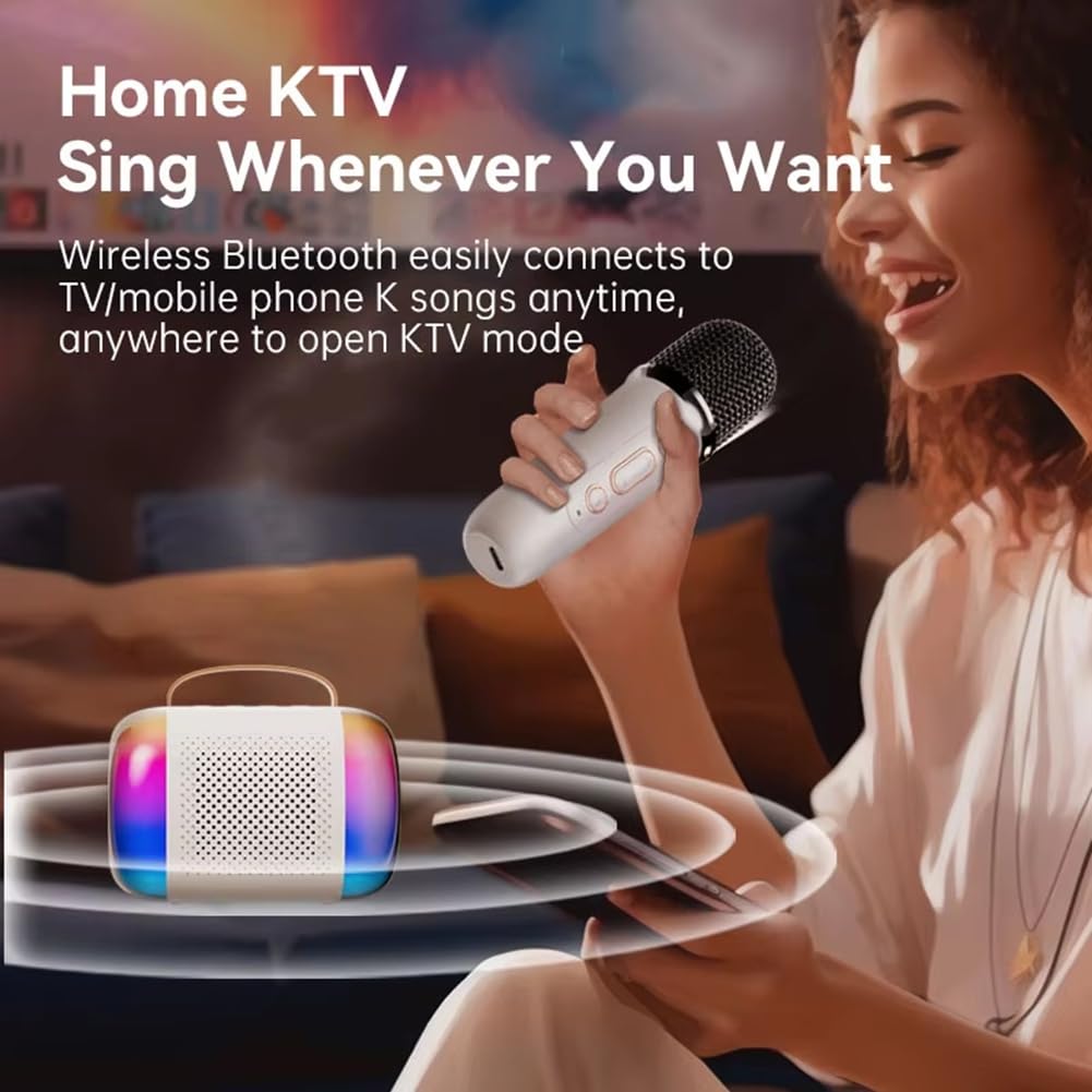 Micrófono con Altavoz Bluetooth K Song, Micrófono de Audio, Karaoke, Portátil para Niños, Hogar, K-Song, Estéreo Integrado B