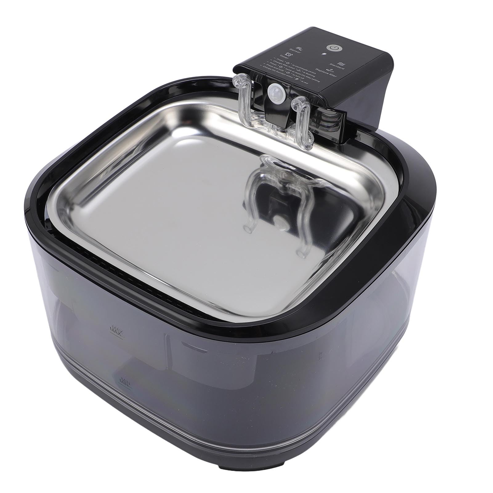 SUNGOOYUE Fuente para Mascotas Fuente de Agua Inalámbrica Recargable para Gatos con Tazón de Acero Inoxidable 4.5L Filtración de Circulación Silenciosa Diseño Transparente para Perros Gatos Uso en