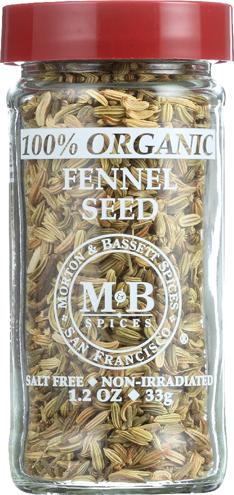Morton & Bassett100% Organic Fennel Seed | Sweet, Licorice-Like Flavor for Sausage, Curries & Breads | Gluten Free, Salt Free, Non-GMO | 1.2 oz JarUSDA Organic