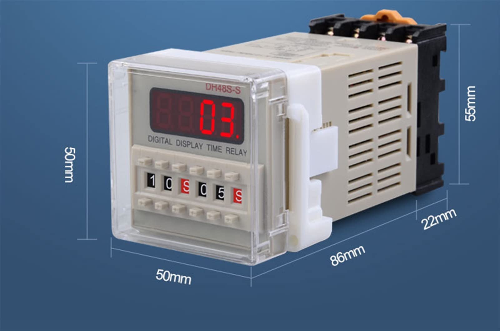 Interruptor de relé Temporizador programable LED Digital DH48S-S 0,1 S-99H Base de Enchufe AC/DC 12V 24V 36V 110V 220V 380V Temporizador de Ciclo repetido (Size : AC110V)
