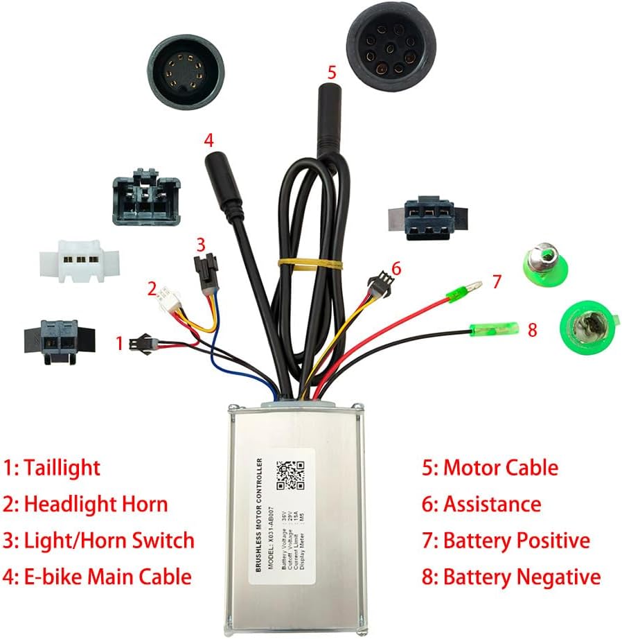 Ebike Controller X031-AB007 36V 15A Brushless Motor Speed Controller Suitable for M5 Protocol Electric Scooters Mountain Bike Display Instrument