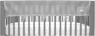 BreathableBaby Breathable Mesh RailGuard Teething Cover — 51” Long Panel (1) — Fits Most Full-Size and Does Not Fit Mini Cribs — Use with Coordinating Short Panels - Gray