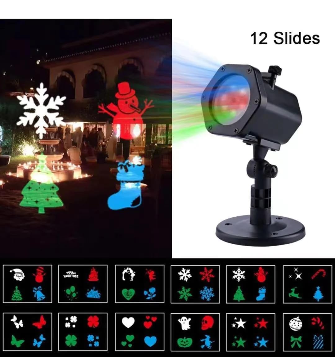 Projector Light with 12 Patterns with UK Adapter, Black - Image 3