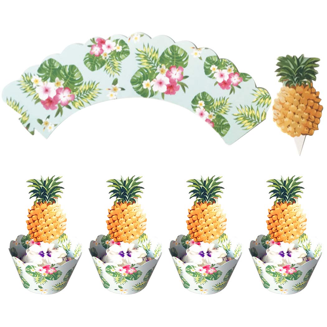 Outgeek 24PCS Cupcake Topper Set Summer Theme Cake Topper with Cupcake