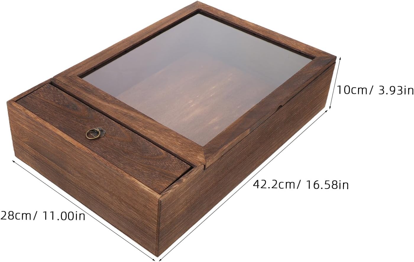 SECFOU Wooden Shadow Box Display Case for Insect and Butterfly Specimens with Window, Small Wall-Mount Dried Flower Frame Carbon Color for Home Décor