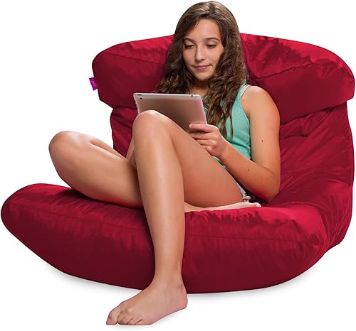 Miniatura 5 de Posh Creations Puf estructurado cómodo para jugar, leer y ver televisión, tumbona laguna, microgamuza - rojo