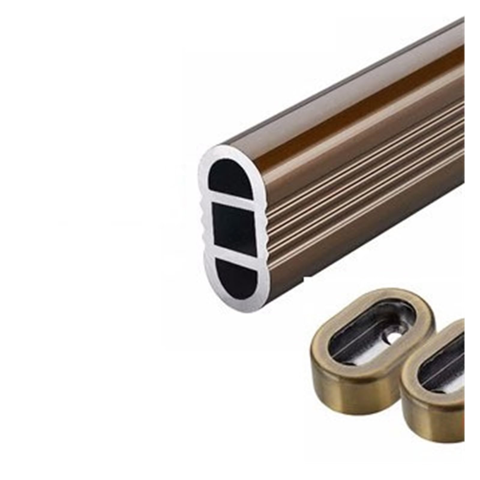 Closet Rod For Hanging Clothes Heavy Duty, 20/30/40/50/60/70/80/90/100/110cm Wardrobe Closet With Hanging Rod, Oval Wardrobe Tube Polished Chrome Closet Rod ( Color : Champagne color1 , Size : 100cm/3