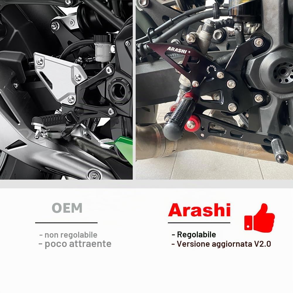 Regolabile Pedaline Pedane(Versione2.0) per Z900 ZR900 2020-2025 Set posteriore Pedane Poggiapiedi Foot Boards Accessori Nero Z 900 ZR 900 2021 2022 2023 2024