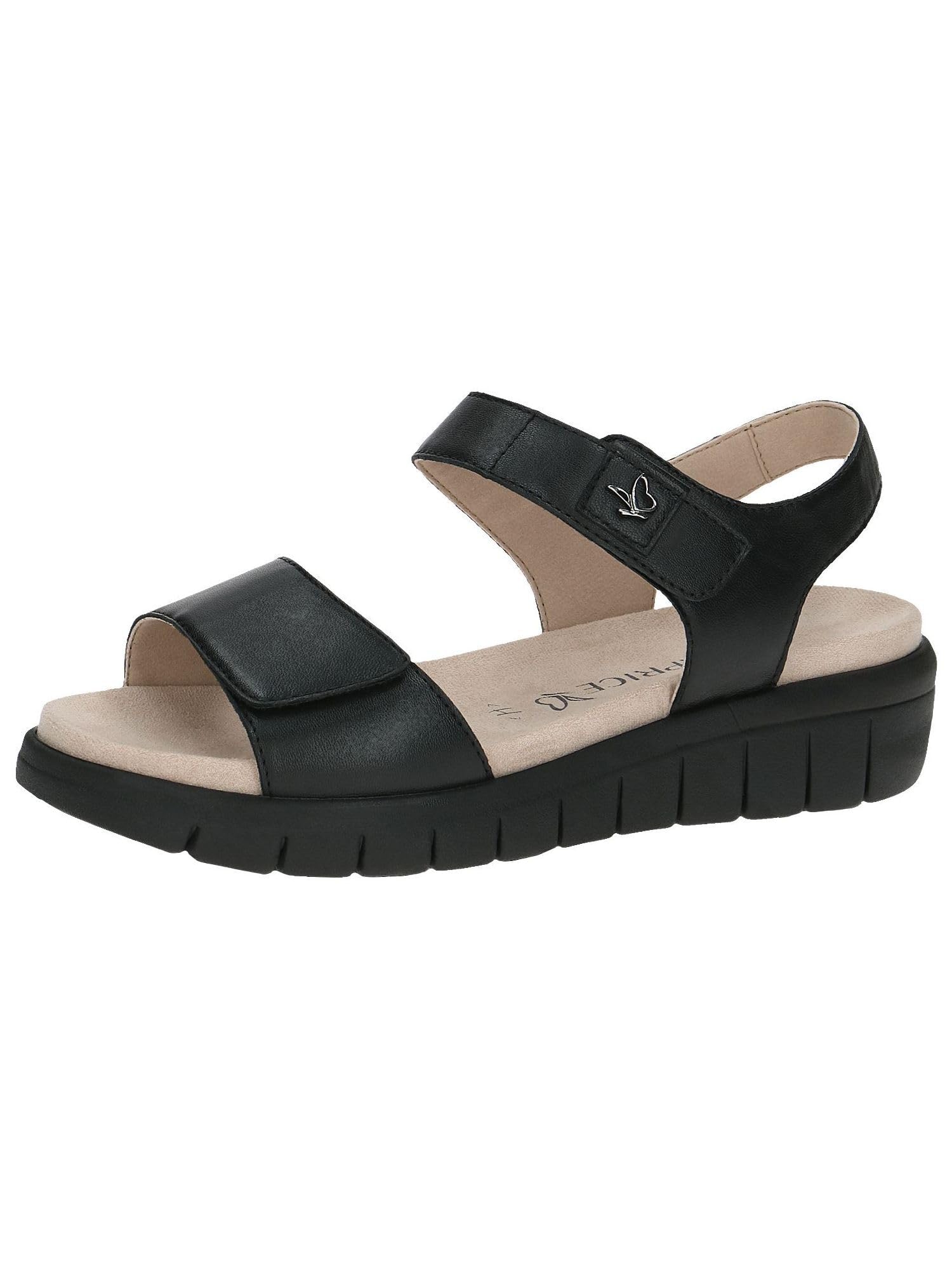 Caprice Women's Black Flat Sandals, 7 Uk, Casual Open Flat Sandals