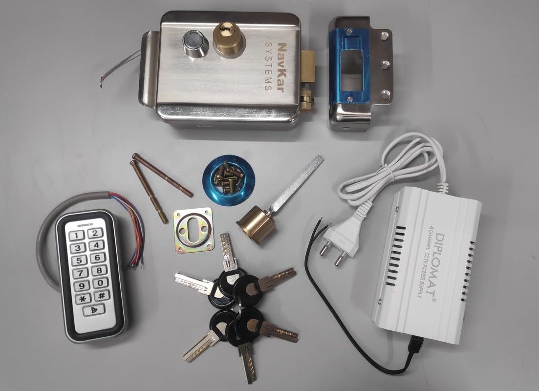 NAVKAR SYSTEMS Weatherproof RF Pin Access WiFi with Electronic Rim Lock & 12V 3 Amp Supply for Gates in Open Area Multi Colour-image-15