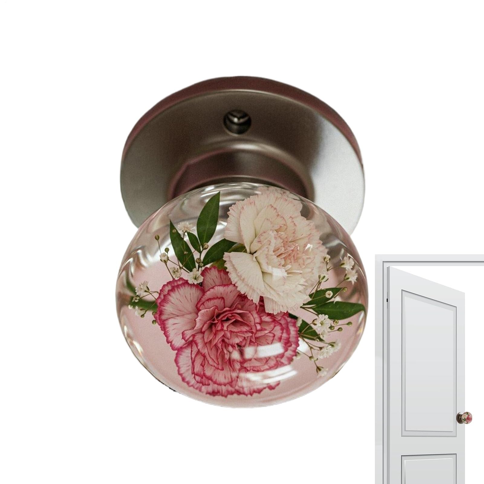 Boutons de porte ronds en résine époxy poignée meuble fleur rétro cuisine lot de 3