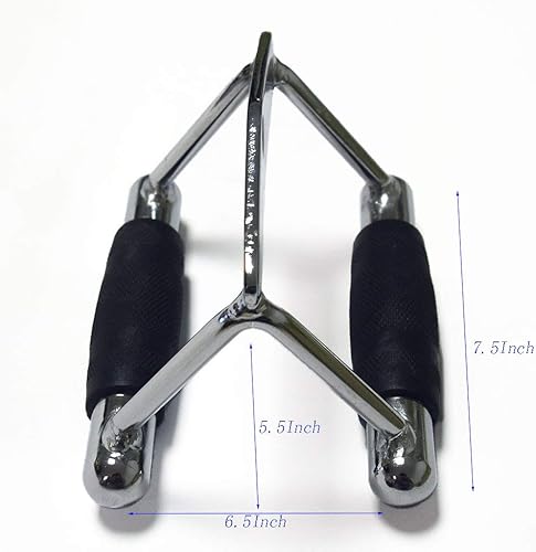 Miniatura 5 de yuhqc LAT Pull Down Bar, Strength Training Deluxe Single Double D Handle Tricep Rope, V-Shaped Rotating Straight Press Down Bar for Weight Workout,