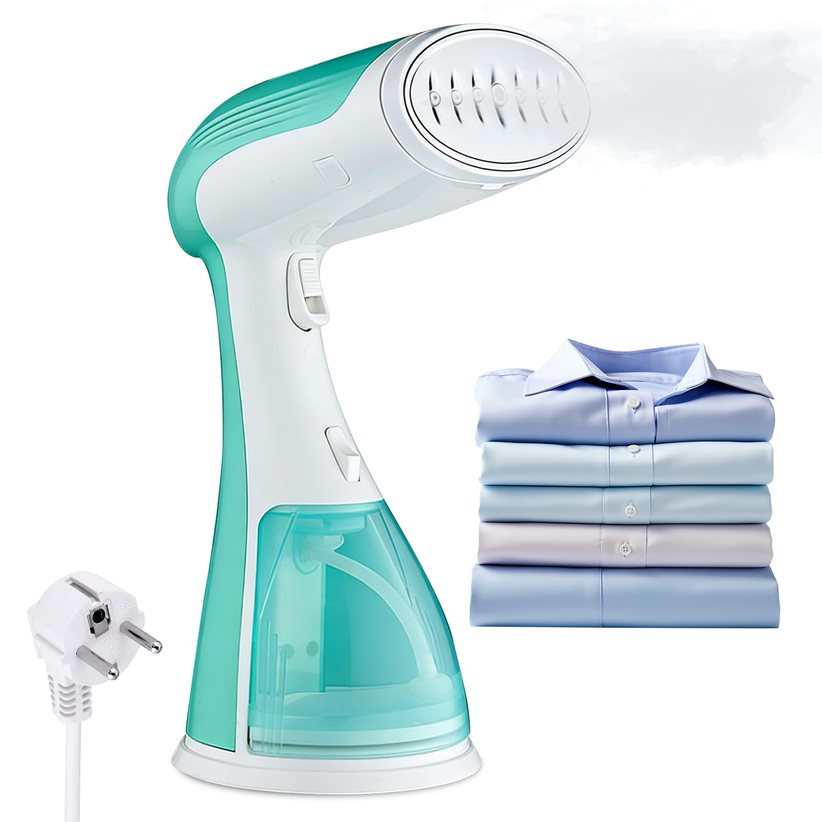 Plancha de vapor, vapor, 1500 W, 25 g/min, plancha de vapor, plancha de vapor con depósito de agua de 330 ml, vapor fuerte, cepillo de vapor para ropa, plancha de viaje portátil para ella