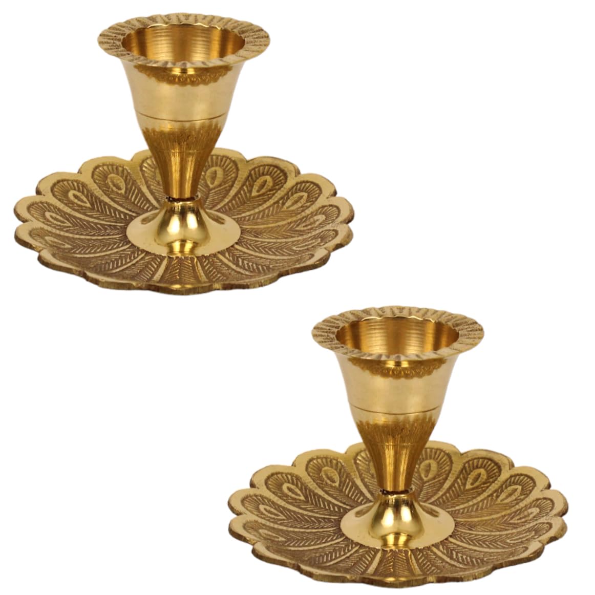 Putrika Brass Candle Holder Stand Antique Set Christmas| Pooja | Puja | Decorative | Home Decoration | Best Return Gift for Living, Bedroom, Dining Room– Peacock Candle Holder Pack of 2