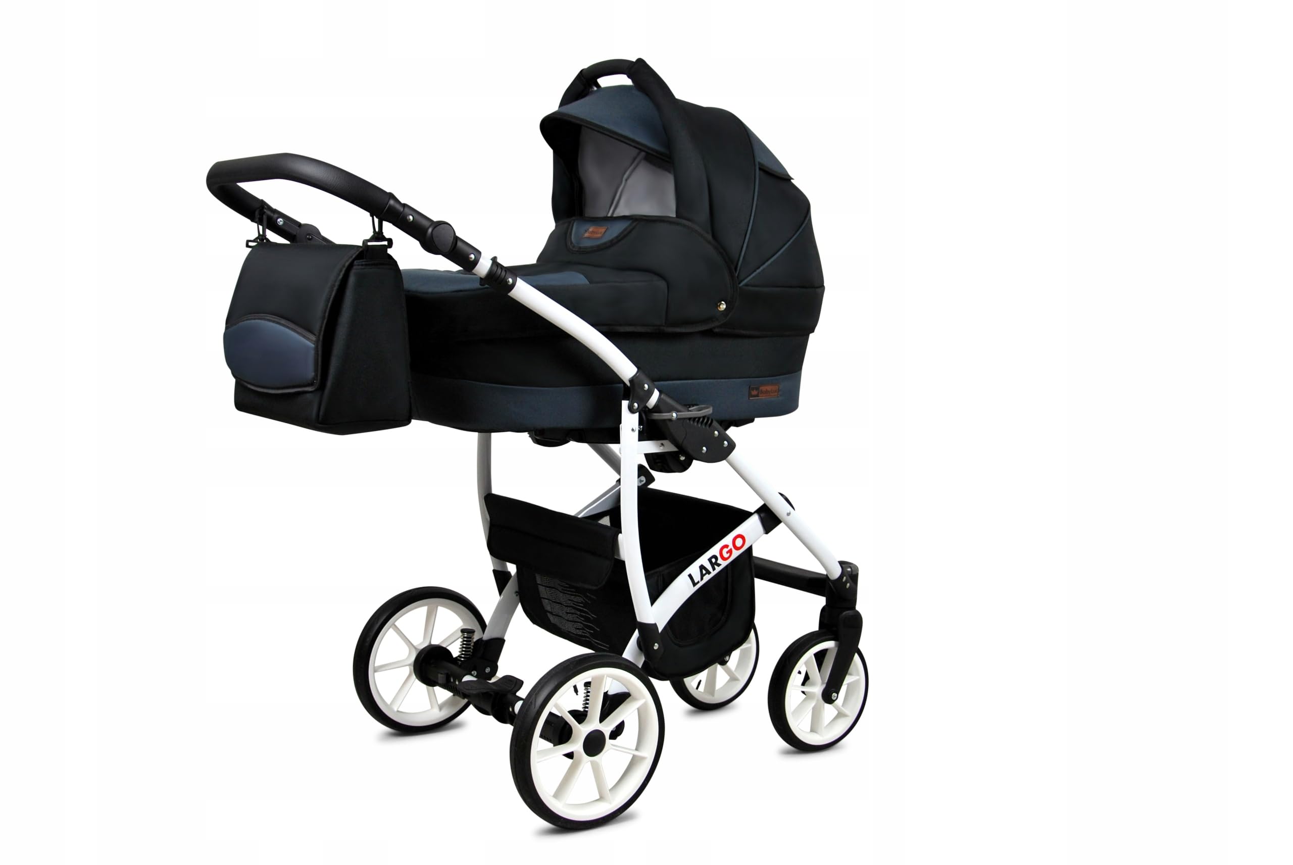 BabyLux Zestaw wózków dziecięcych 4 w 1 – Largo – w zestawie wanienka dla niemowląt, fotelik sportowy, fotelik samochodowy, stacja bazowa ISOFIX – fotelik samochodowy – zestaw wózków dziecięcych