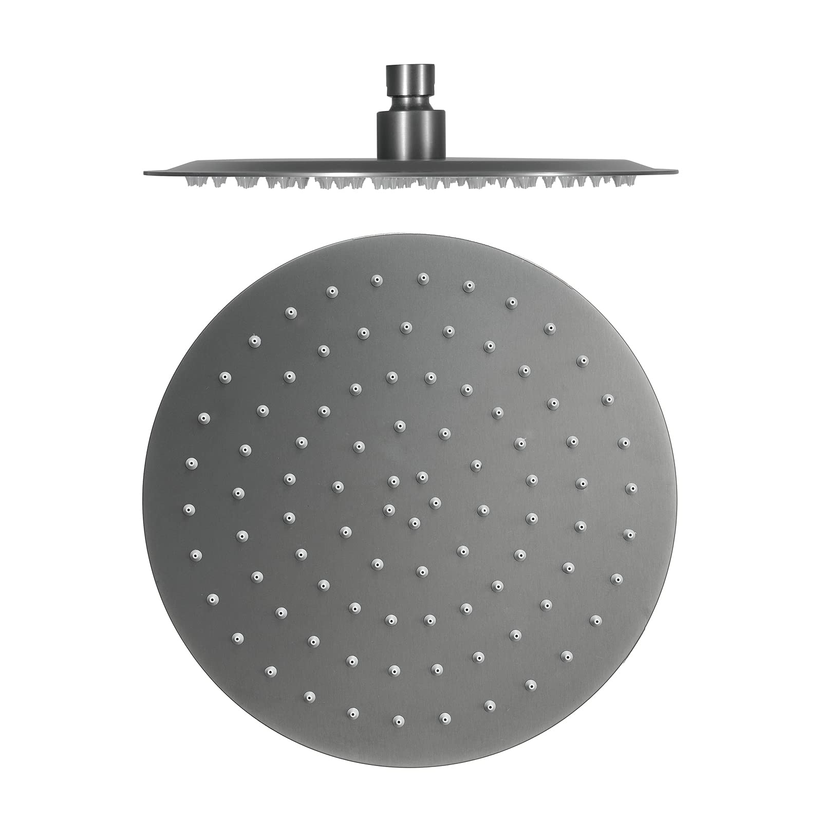 Alcachofa de Ducha Gris Ronda Alcachofas Fijas para Ducha de Alta Presión Ultra Delgado 304 Acero Inoxidable Rociador Ducha Efecto Lluvia,16 Inch