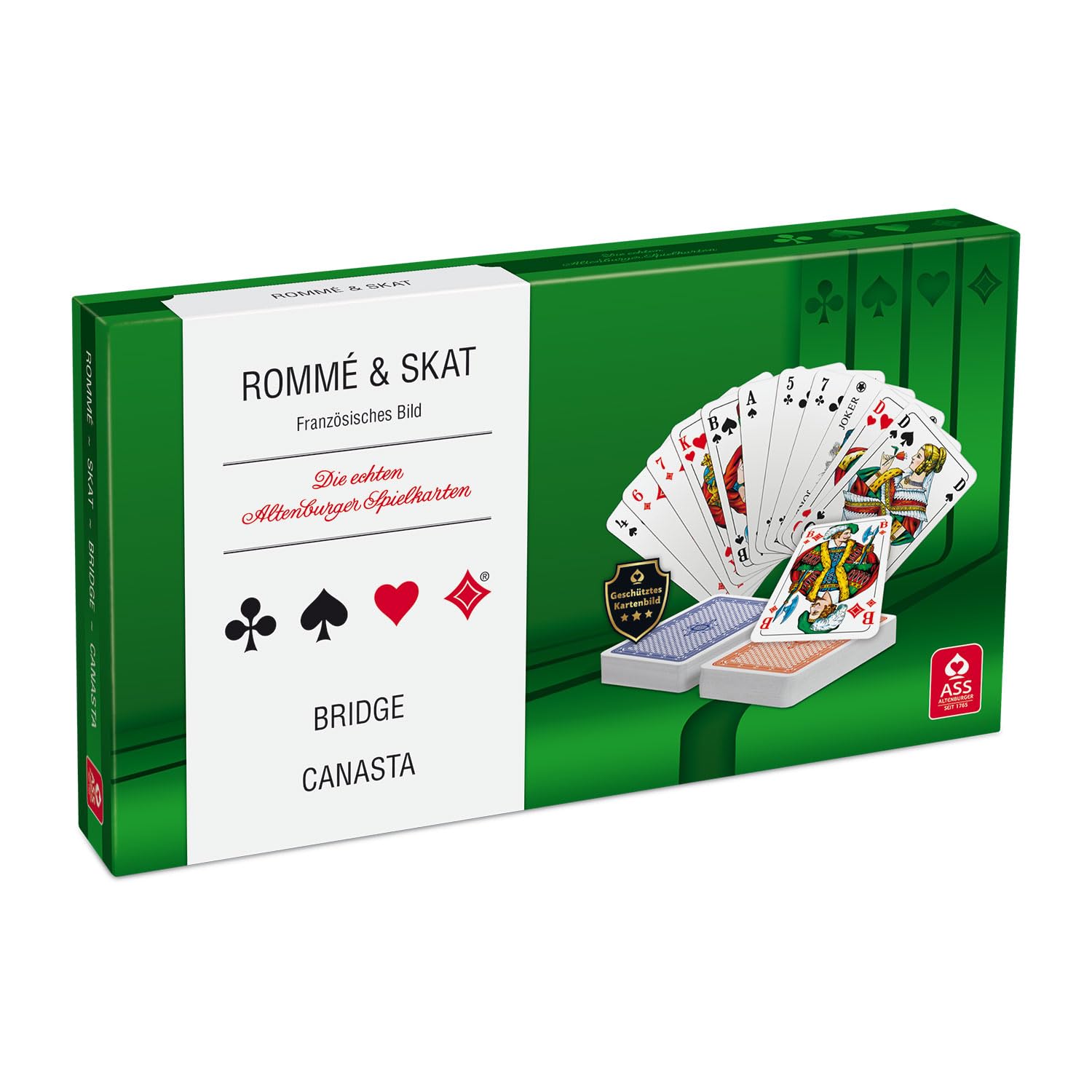 ASS Altenburger 22570188 Playing Card Box French Image in Environmentally Friendly Box for Rummy, Skat, Bridge, Canasta