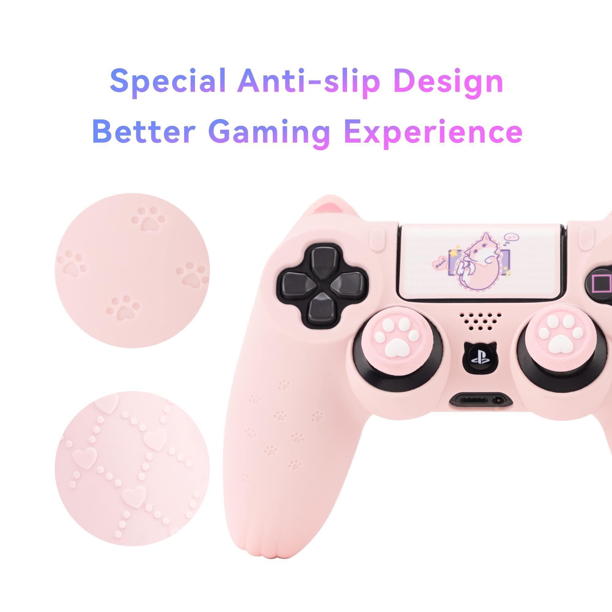 GeekShare Skin per controller PS4 a forma di pelle, in silicone antiscivolo, compatibile con controller PS4 Slim/Pro, rosa