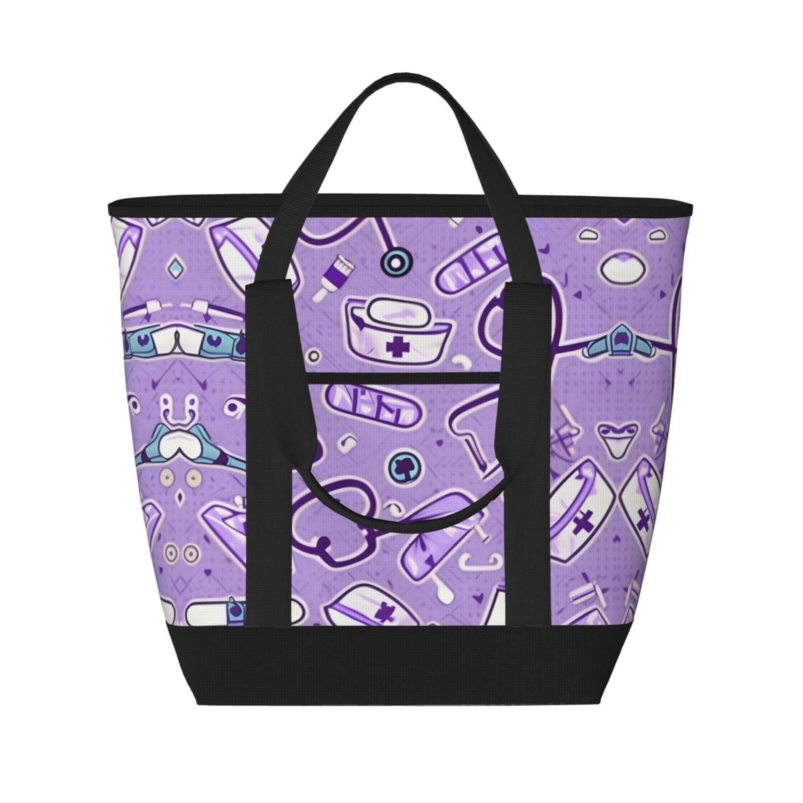 Sac isotherme repas adulte grand format isolant imprimé violet - 8