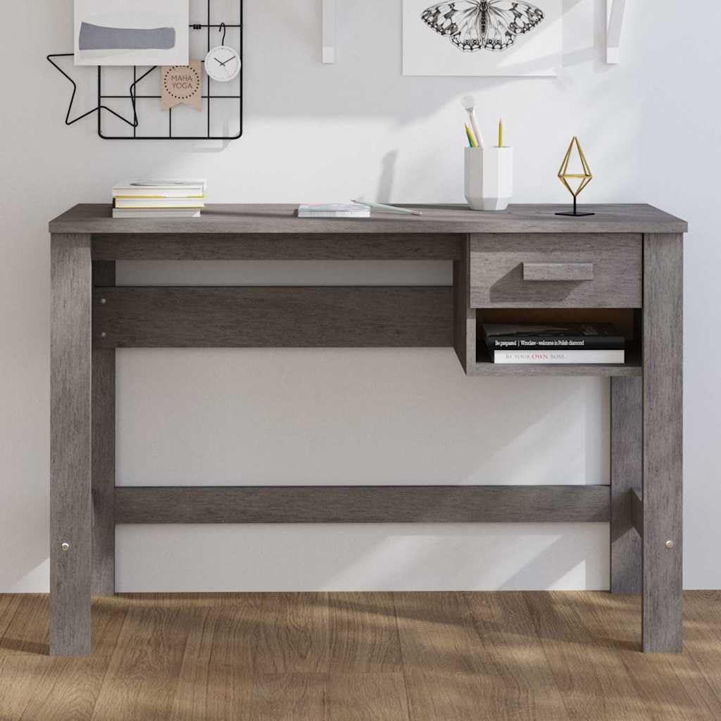 Scrivania 110 x 40 x 75 cm in legno di pino massiccio grigio chiaro con